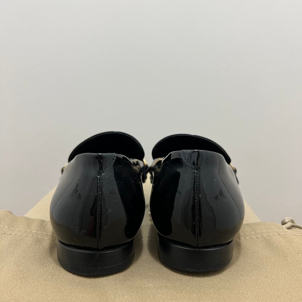 Burberry Black Patent Leather Chillcot Chain Loafer Size 35.5 - Picture 4 of 9